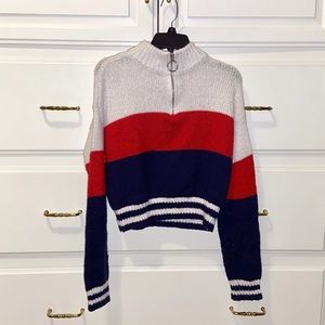 Pacsun Half Zip Up Red White Blue Sweater
